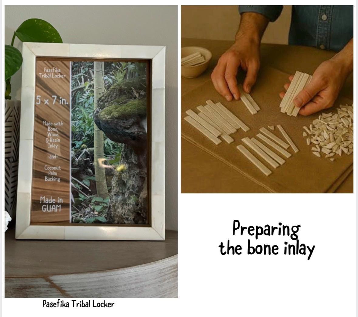 Polynesian Wood & Bone Inlay 5x7 Picture Frame