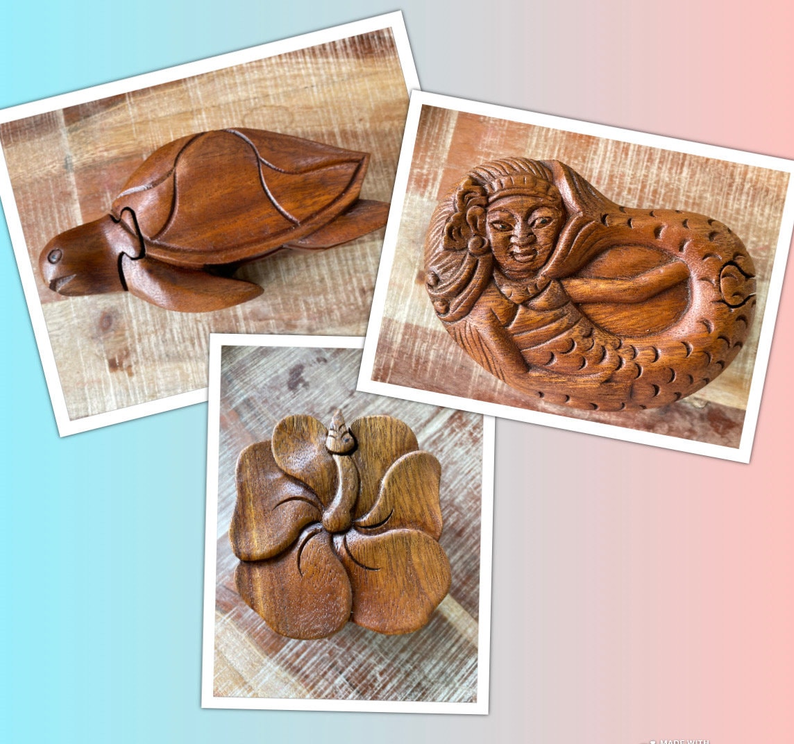 Handmade Sea Hibiscus Wood Puzzle Box – Pasefika Gift