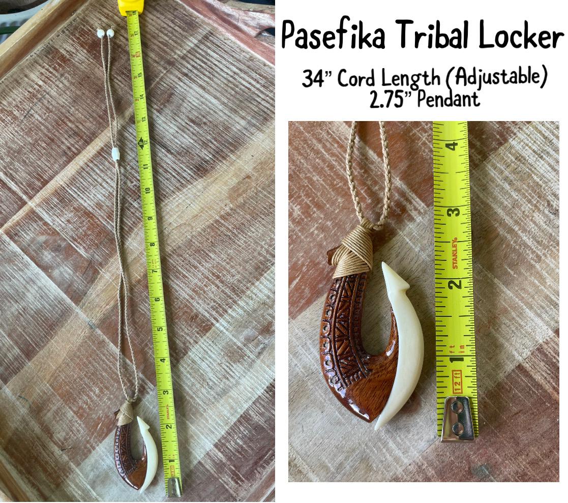 Handcarved Bone & Koa Wood Makau Necklace – Adjustable Cord