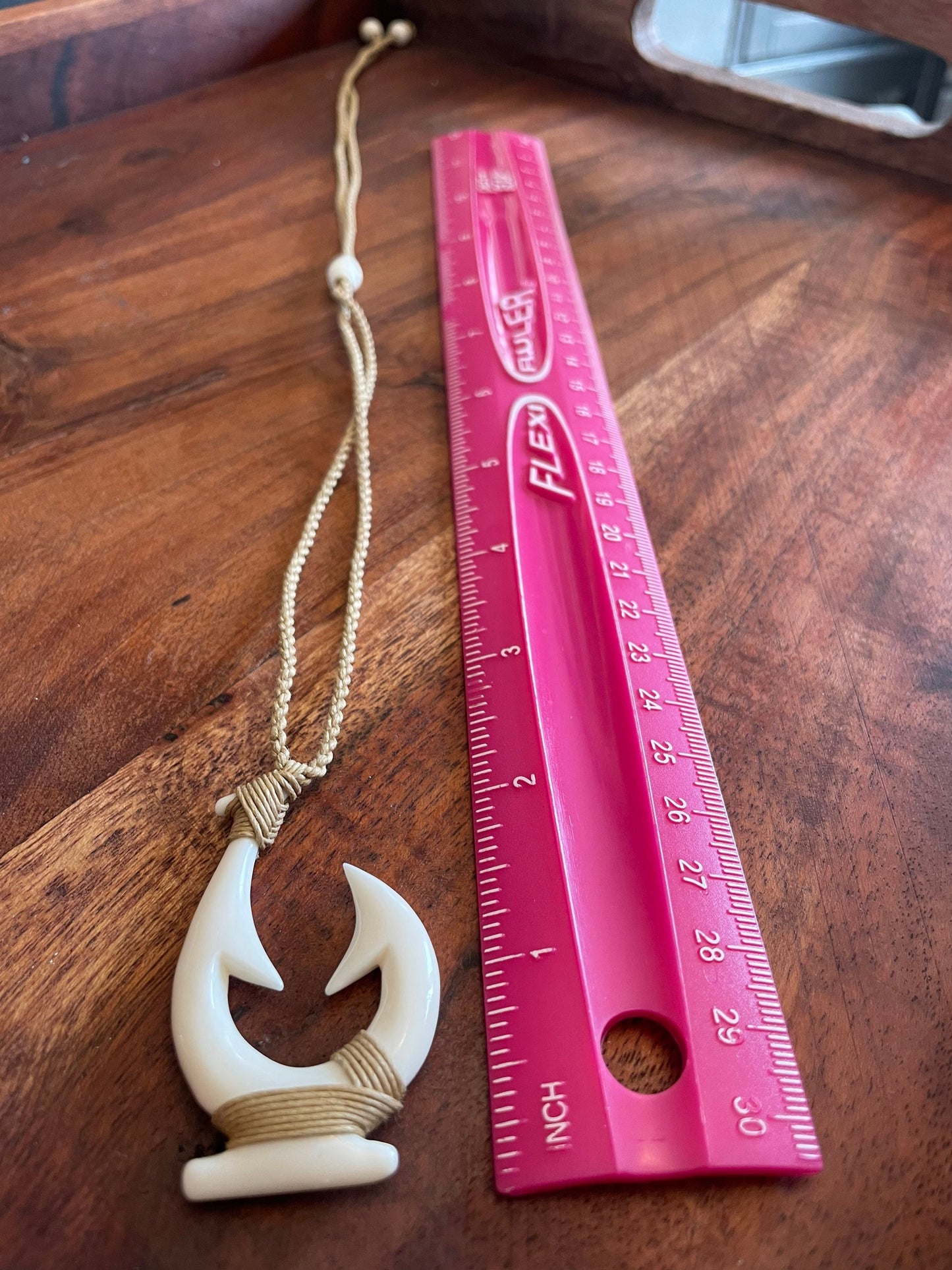 Masculine Surfer Cord Wrapped Makau or Fish Hook Adjustable Warrior Necklace