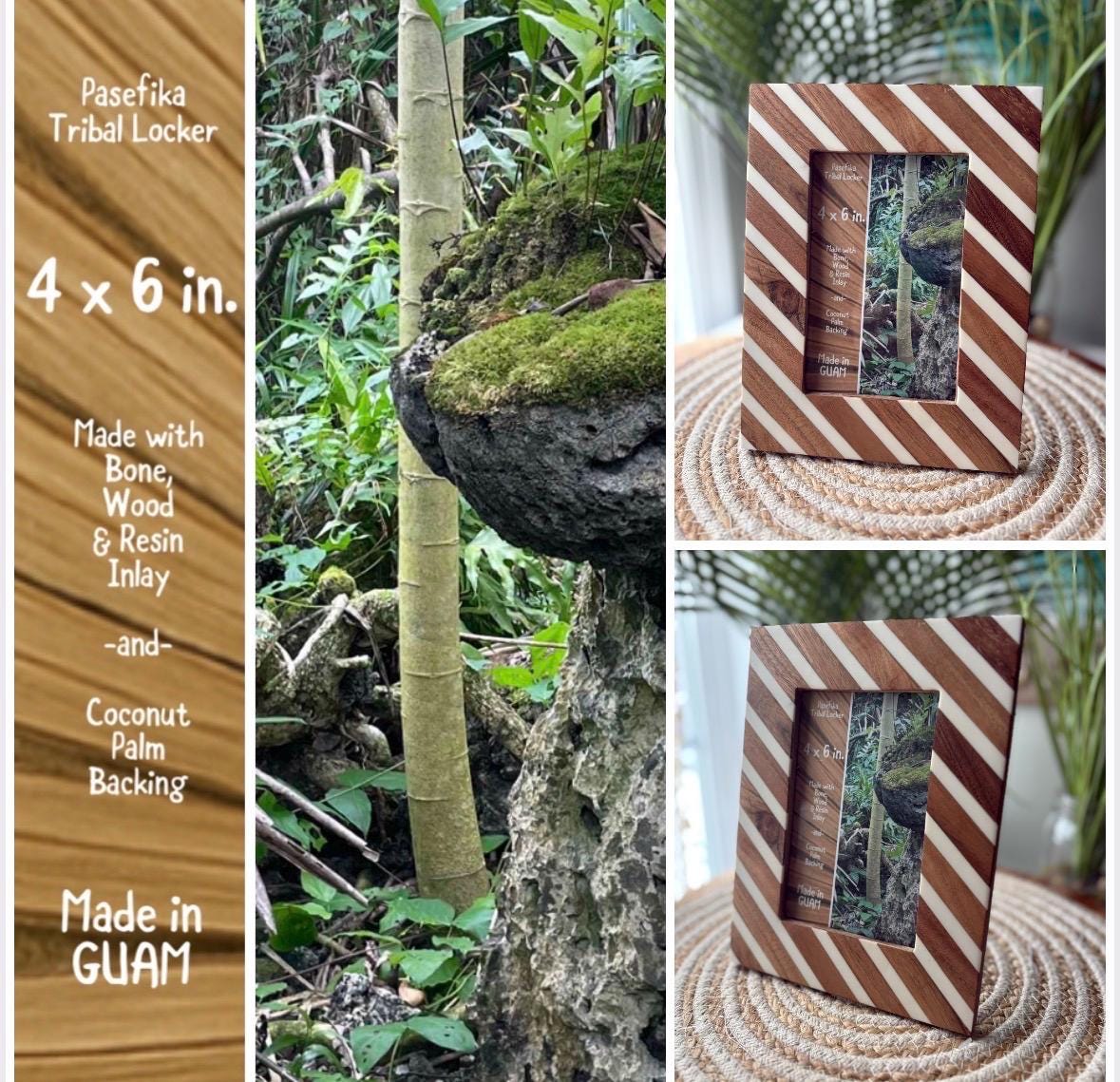 Polynesian Bone & Wood Inlay Picture Frame - 4x6 and 5x7 Unique Design