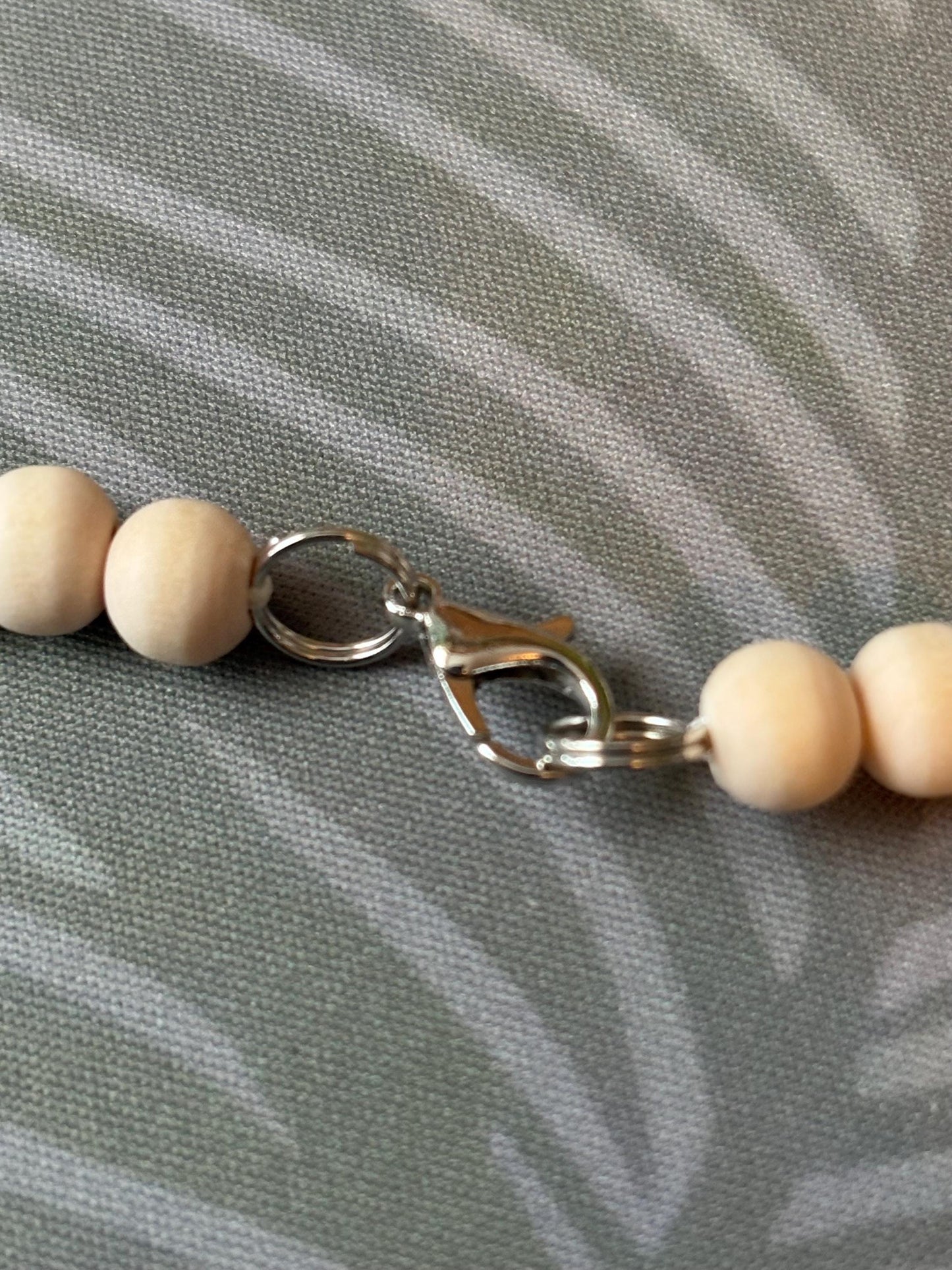 Handmade Wood and Stone Beaded Lanyard