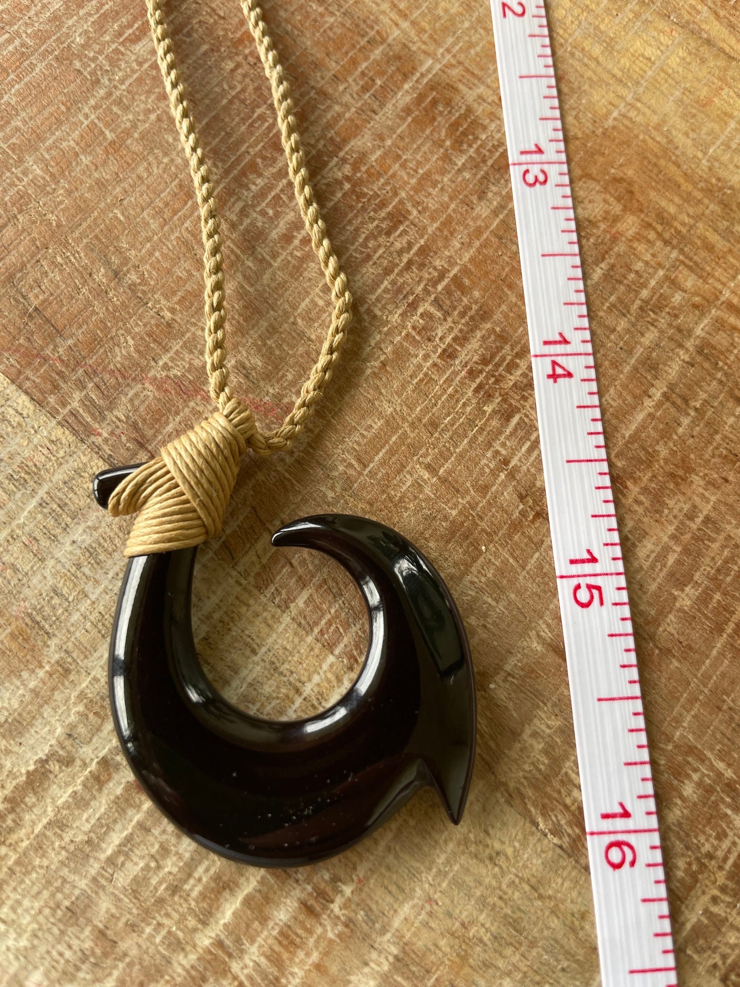 Hand Carved Buffalo Horn Bone Hei Makau Necklace – Polynesian Fish Hook