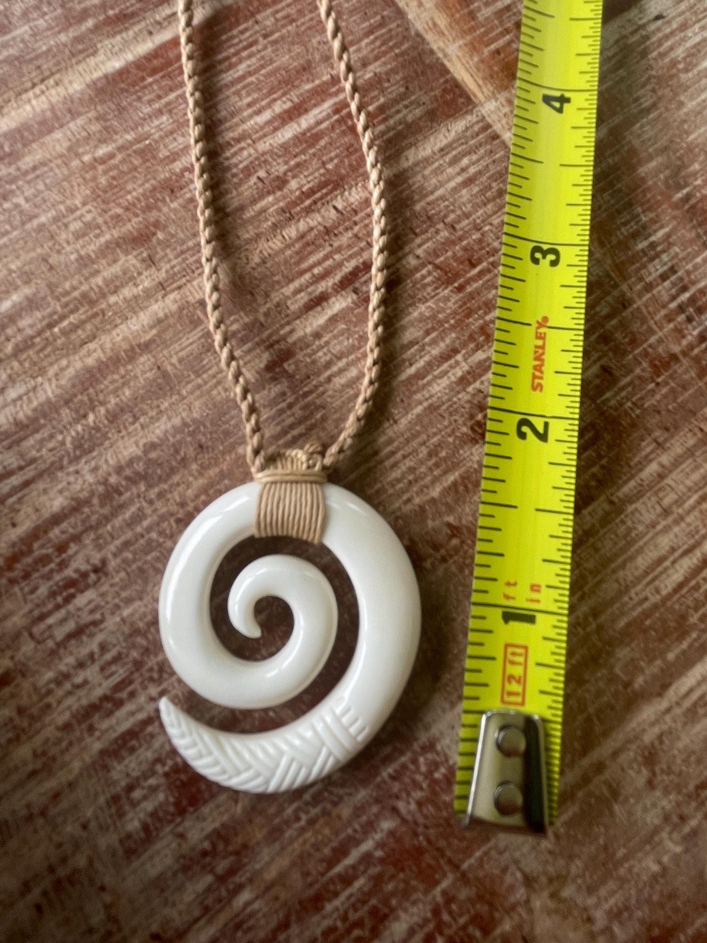 Hand Carved Buffalo Bone Koru Necklace β Maori Fern Pendant