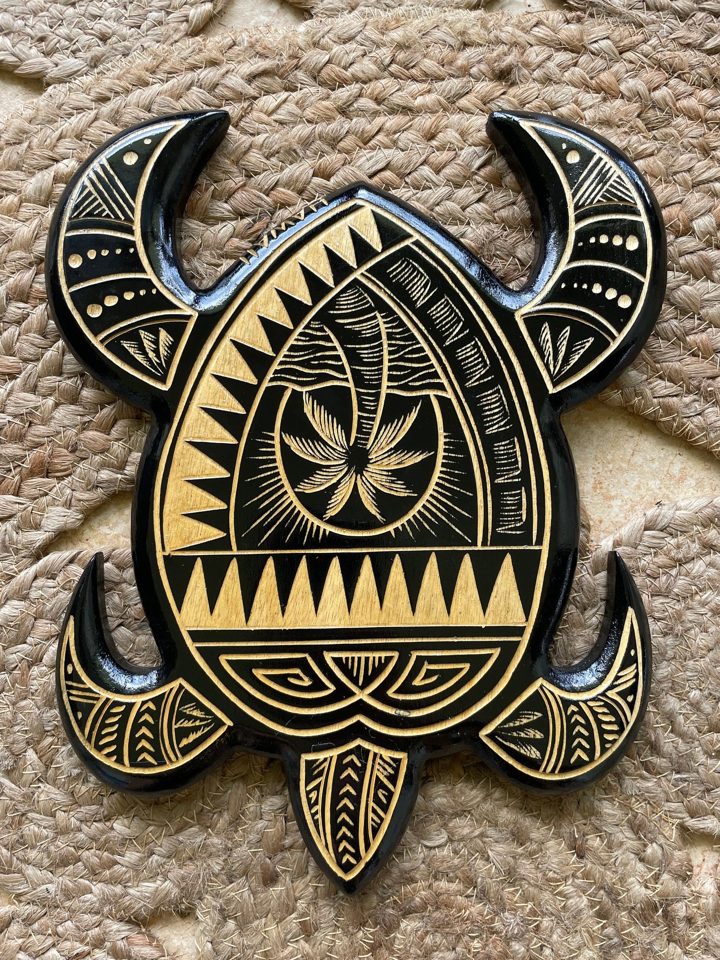Hand Carved Sea Turtle Plaque – Polynesian Hawaiian Decor