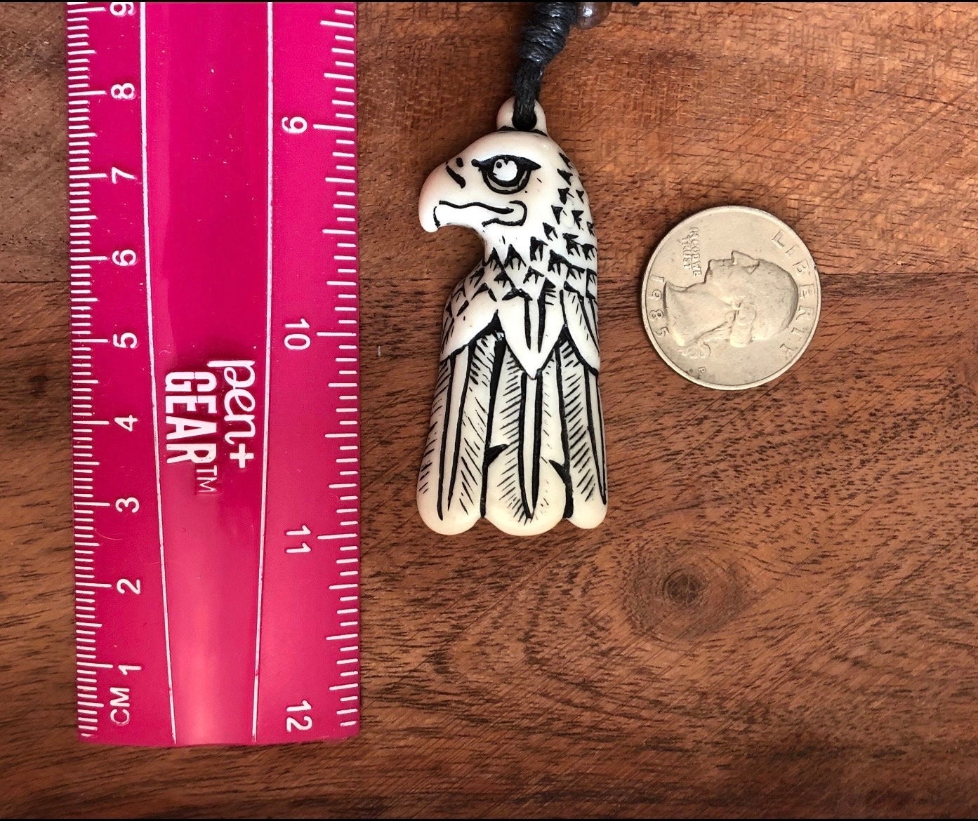 Rustic Buffalo Bone and Resin Eagle or Hawk Pendants on Adjustable Surfer Knot Necklace.
