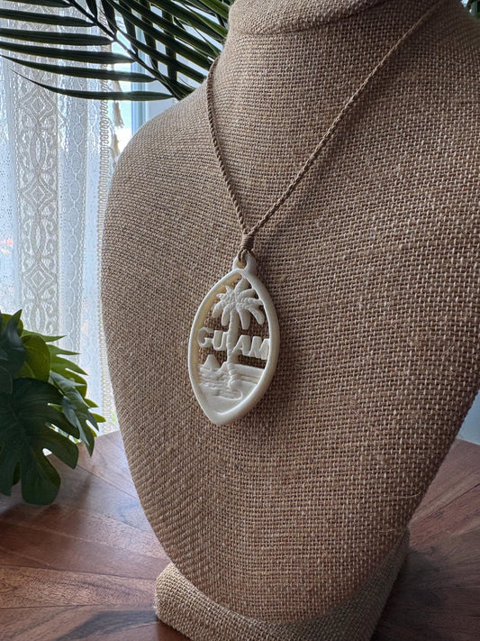 Hand Carved Bone Guam Sling Stone Seal Pendant and Necklace –  Guåhan and CHamoru Pride