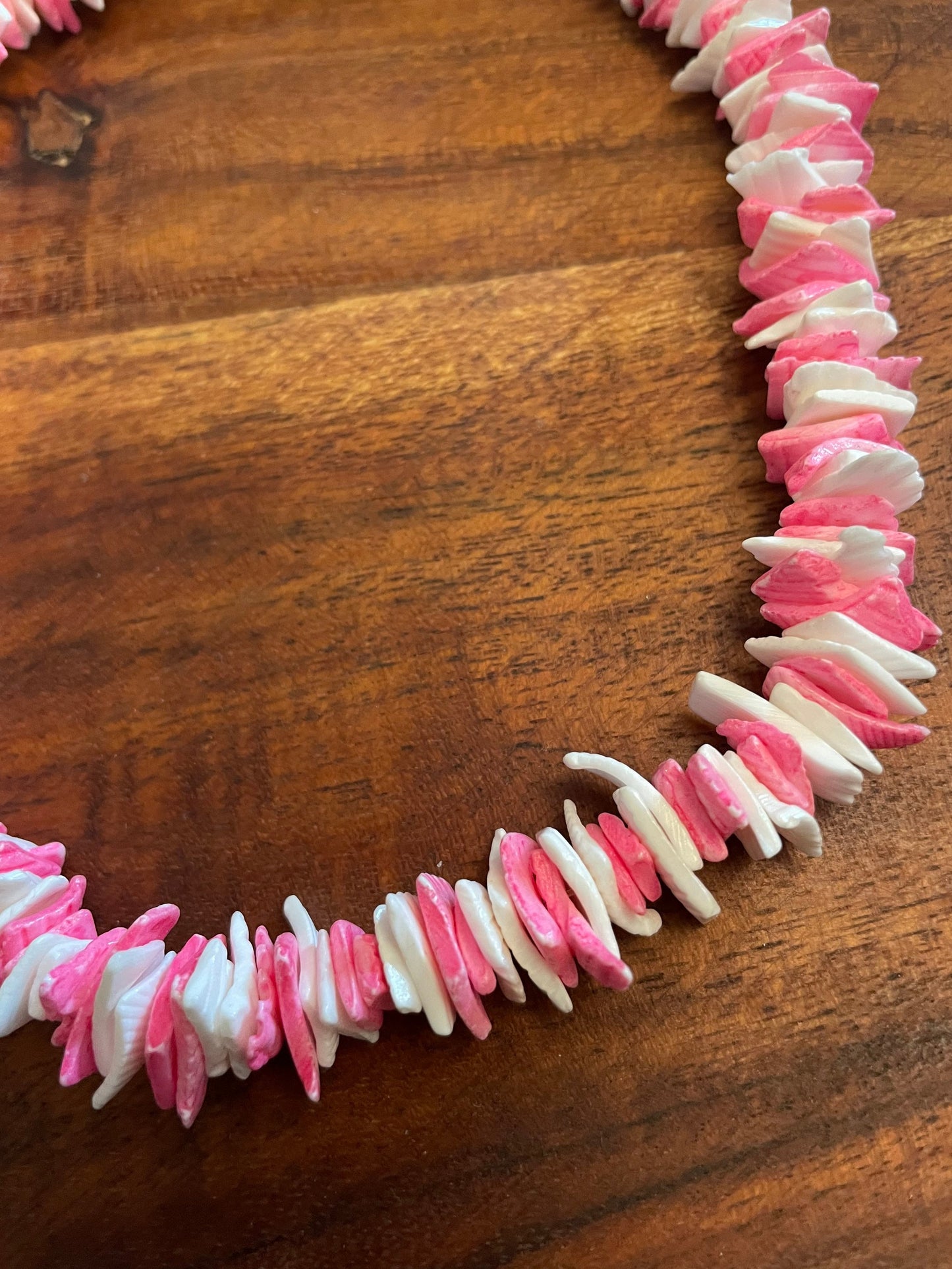 Chic Feminine Pink and White Classic Puka Shell Necklace