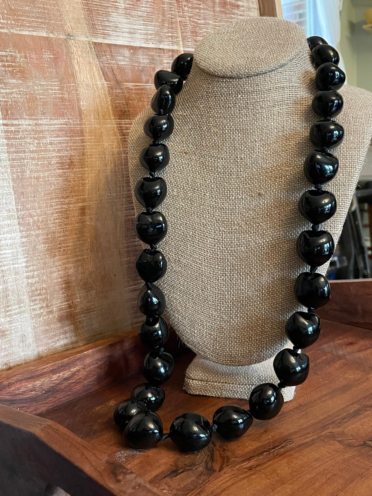 Authentic Kukui Nut Lei – Hawaiian Ribbon Necklace, Polynesian Jewelry