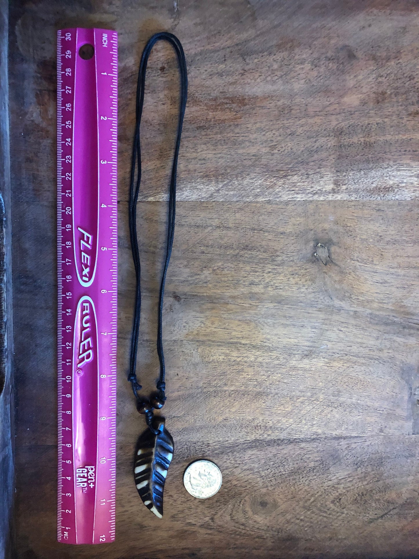 Simple and Quaint Bohemian Styled Handcrafted Tribal Feather Adjustable Bone & Resin Necklace