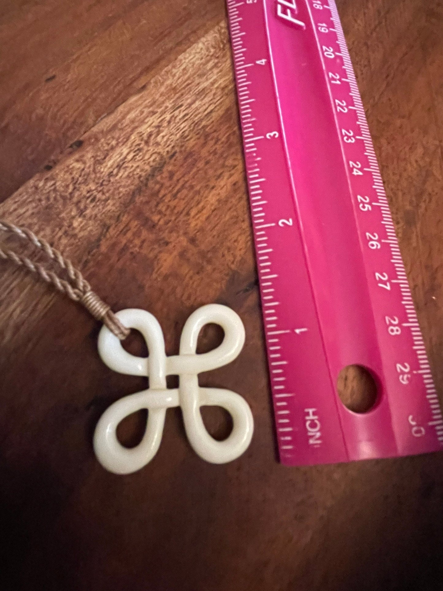 Hand Carved Bone Polynesian Necklace – Clover Cross Pendant