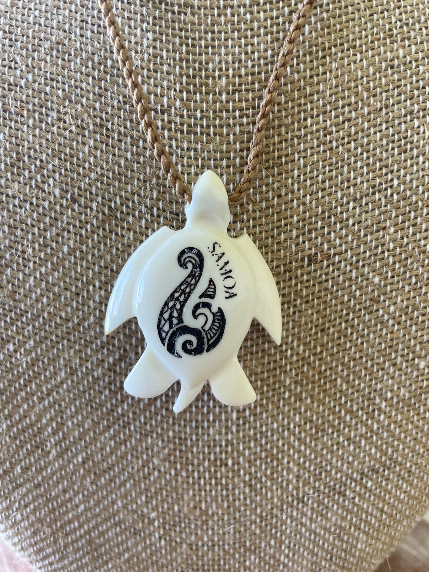 14” Adjustable Solid Bone Handcarved and  Laser Engraved Samoa Makau (Fish Hook) Necklace - Beautiful Traditional Hawaiian Polynesian