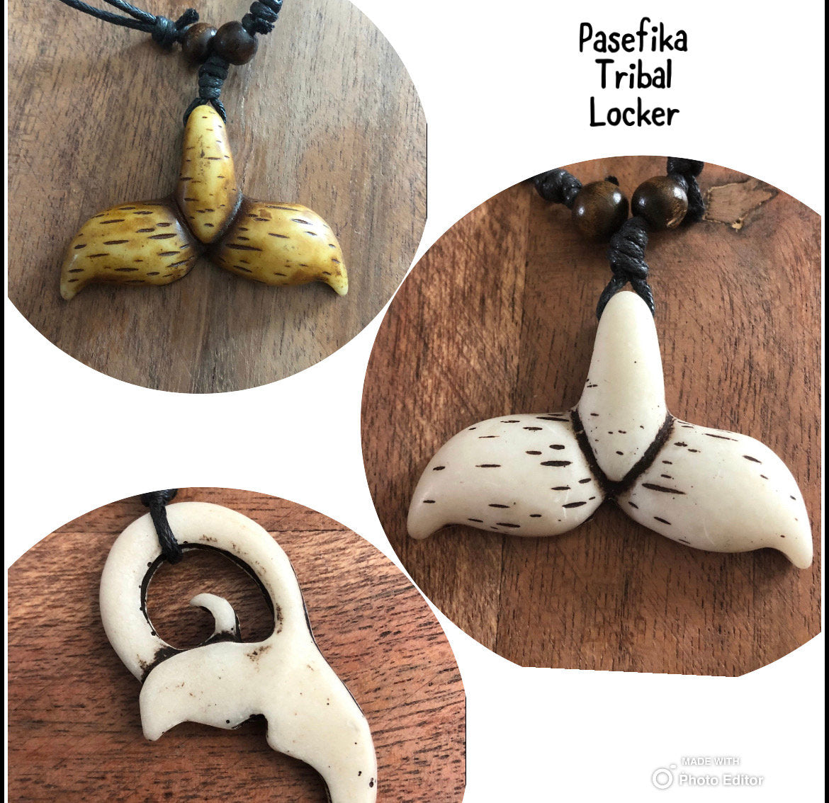 Simple Whale Tail Bone & Resin Adjustable Necklace