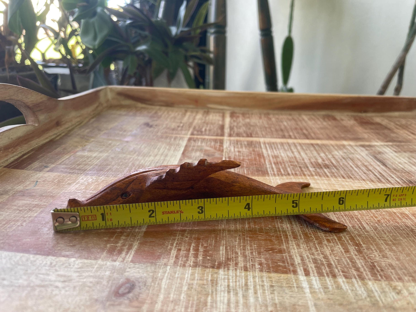 Hand Carved Hibiscus Wood Whale Figurine, Polynesian Decor