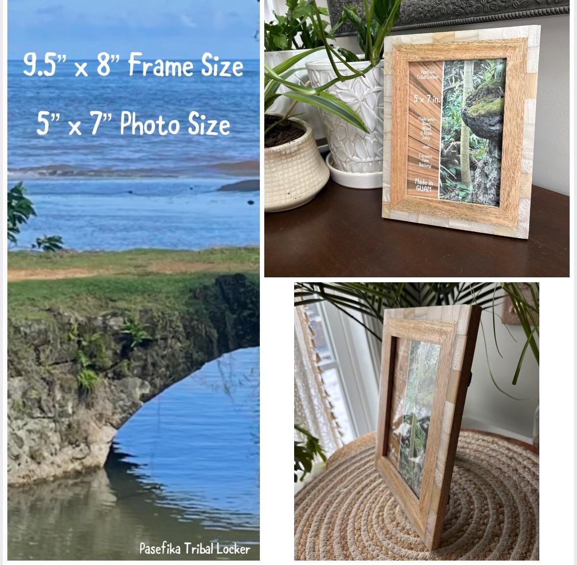 Polynesian Wood & Bone Inlay 5x7 Picture Frame