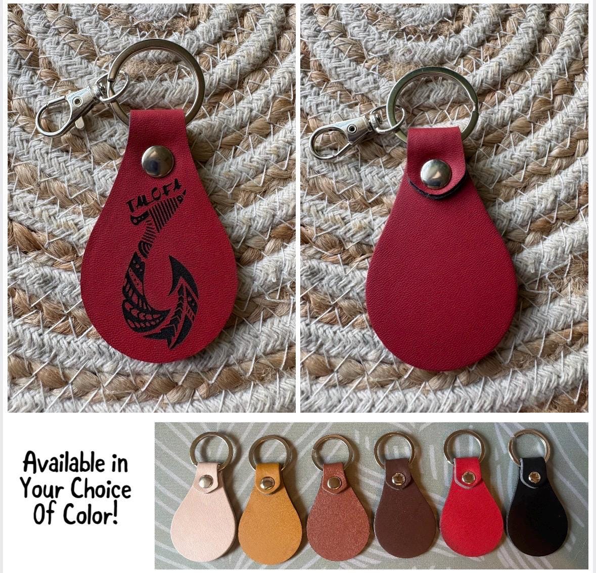 Leather Engraved Samoan Keychains with Swivel Metal Clip - Personalization Available