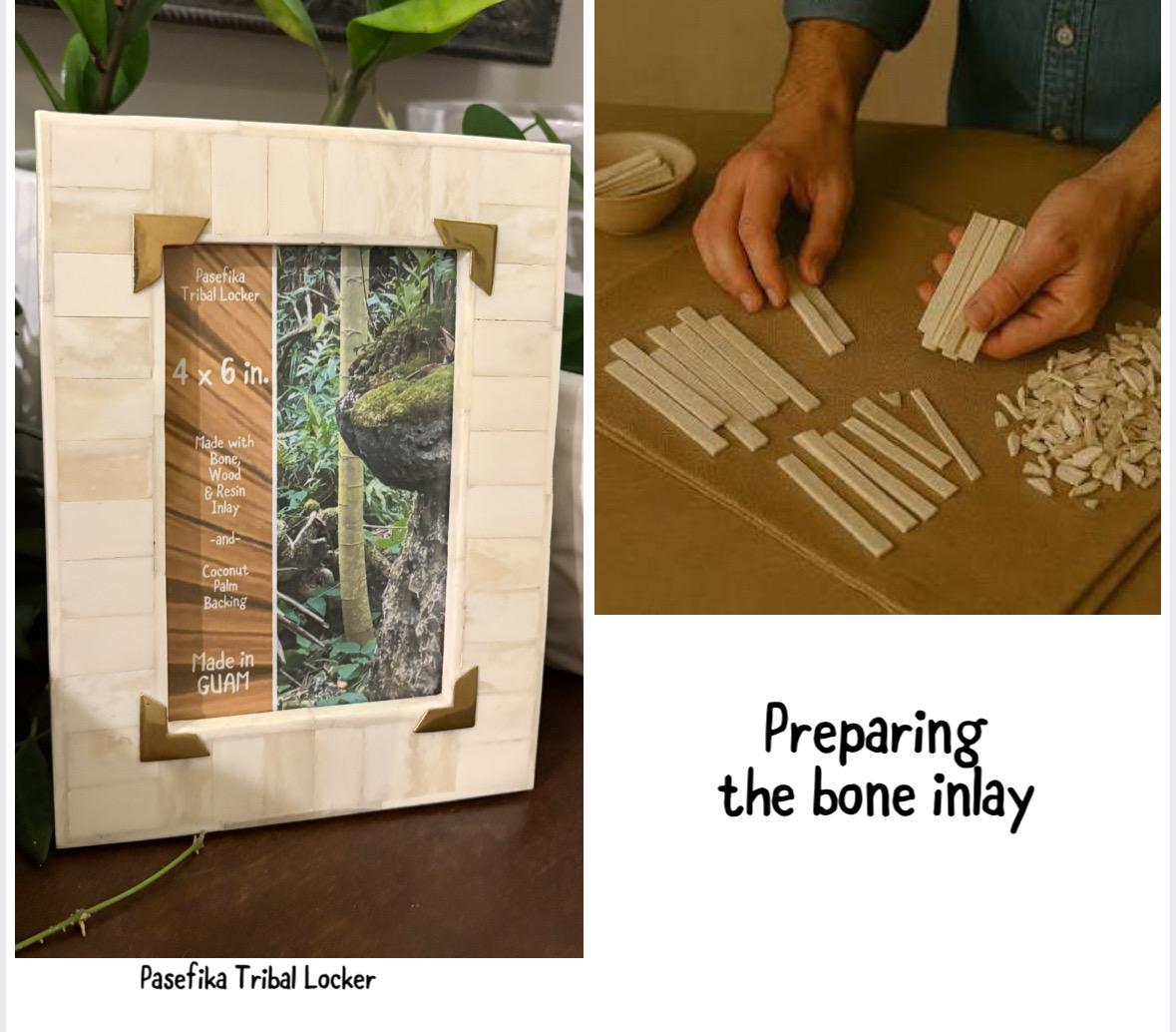 Polynesian Bone and Wood Inlay Picture Frame: 4x6 Pasefika Tribal Decor