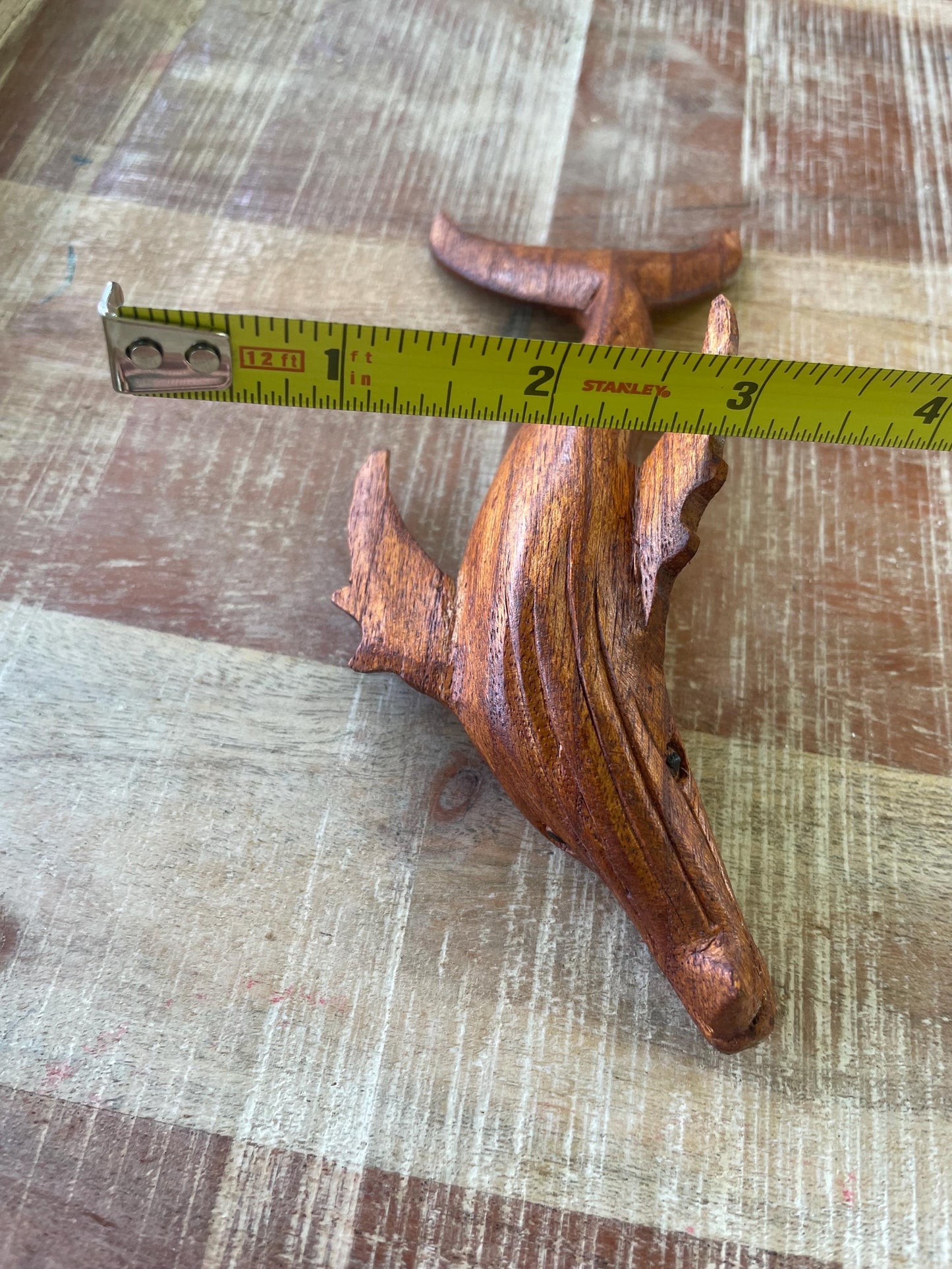 Hand Carved Hibiscus Wood Whale Figurine, Polynesian Decor