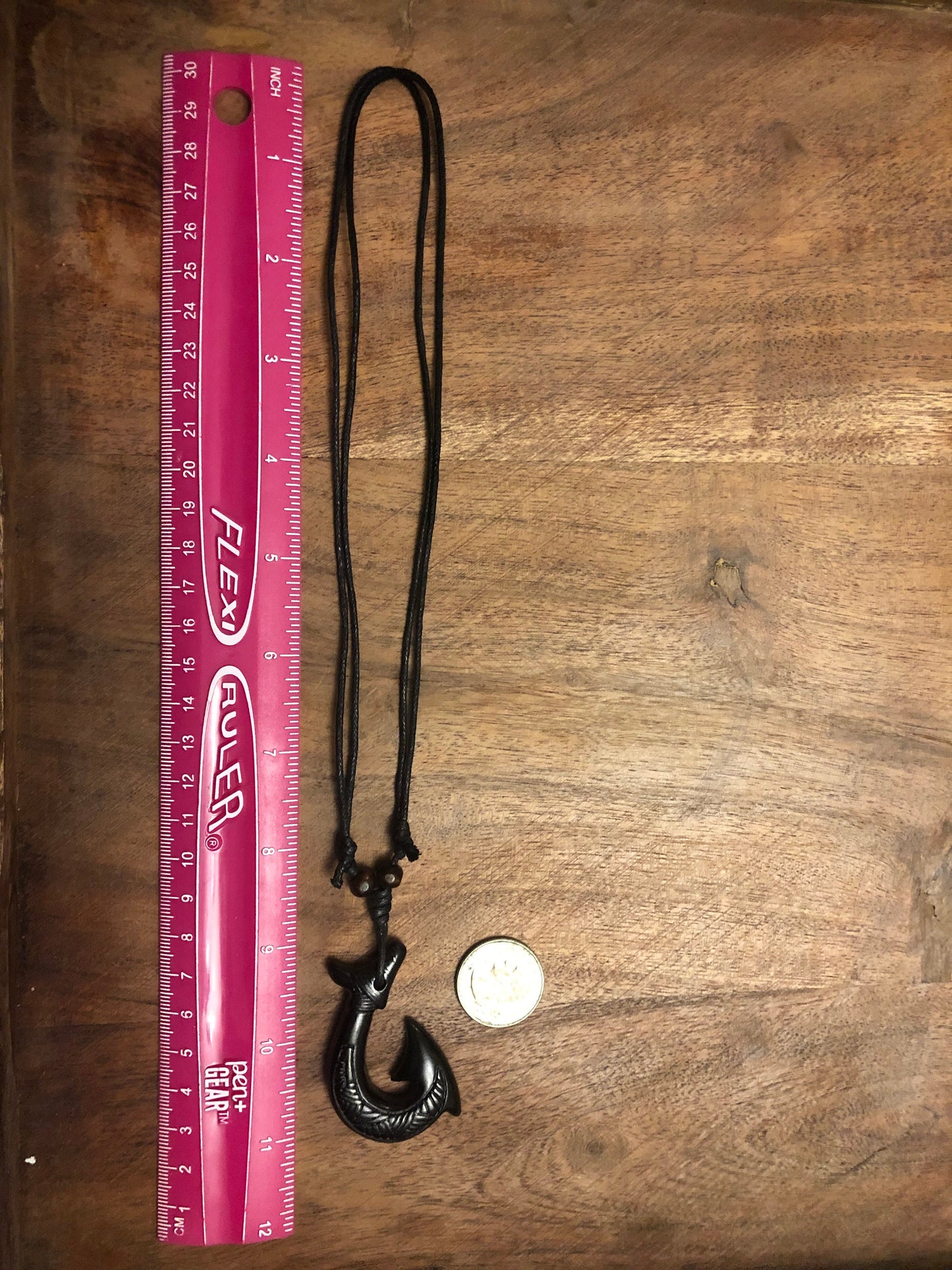 Tribal Styled Polynesian Handcrafted Makau or Fish Hook Adjustable Bone and Resin Necklace