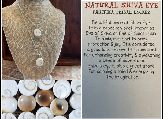 Natural Shiva Eye - Real Authentic Fossilized Seashell Pendant on .925 Silver Plated Chain
