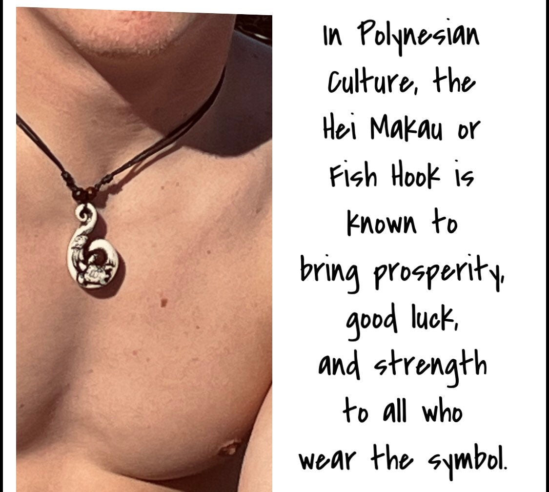 Polynesian Sea Turtle Fish Hook Necklace – Adjustable Cord