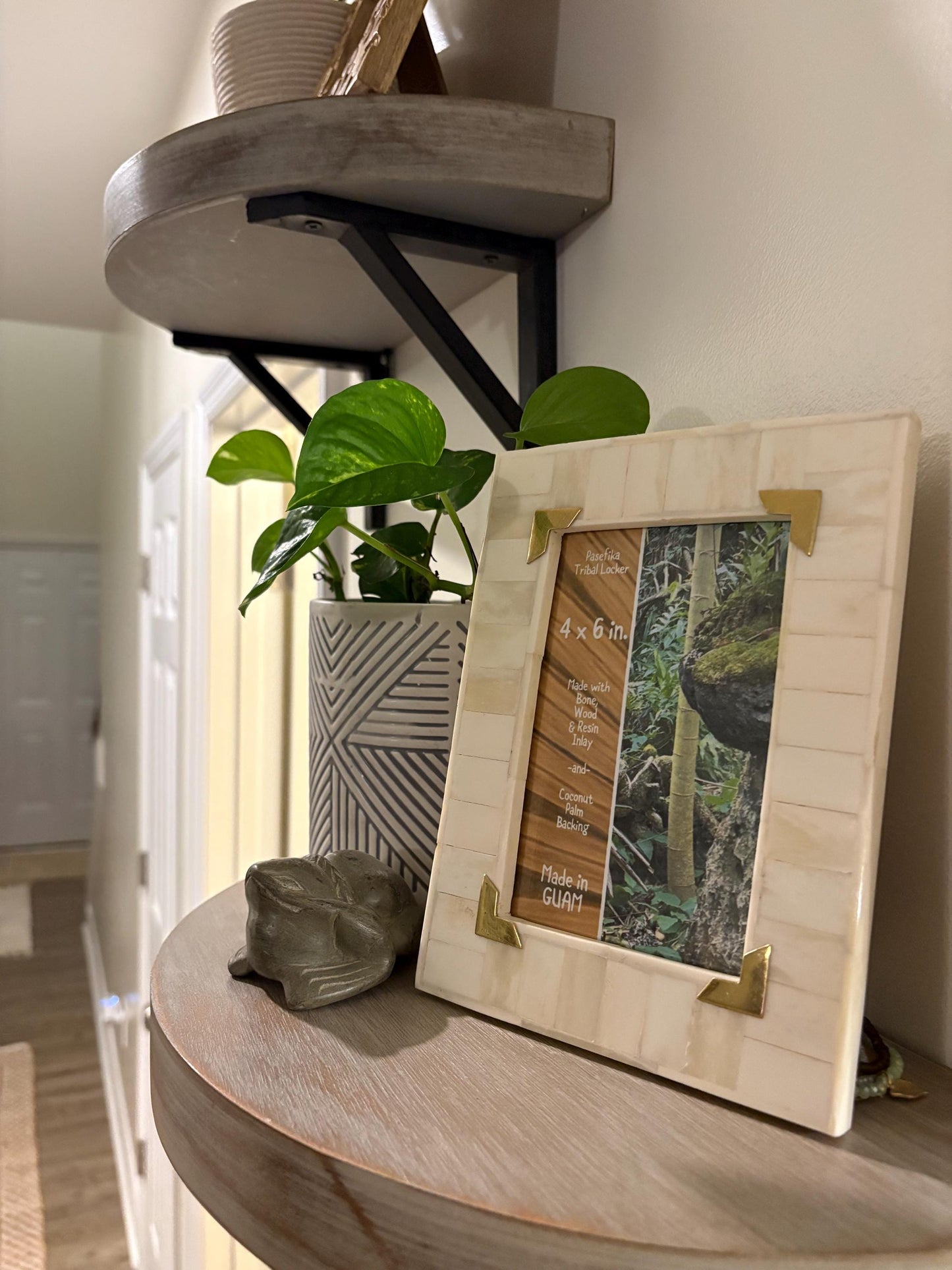 Polynesian Bone and Wood Inlay Picture Frame: 4x6 Pasefika Tribal Decor