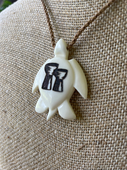 Hand Carved Bone Sea Turtle Necklace – Latte Stone, CHamoru Pride