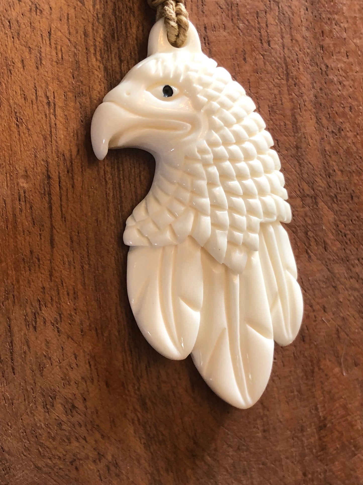 Majestic Solid Buffalo Bone Handcarved Eagle/Hawk  Adjustable Necklace