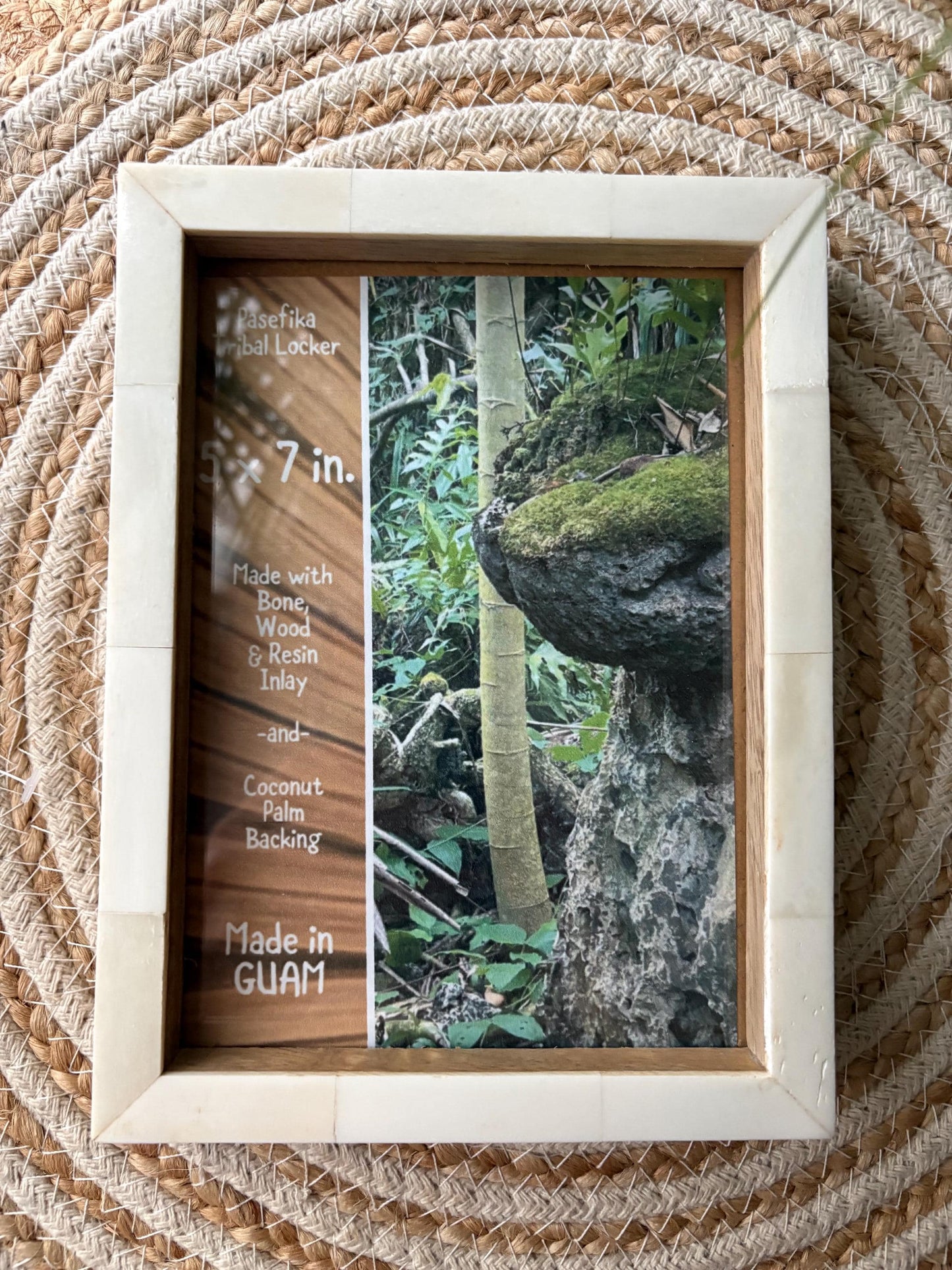 Polynesian Wood & Bone Inlay 5x7 Picture Frame