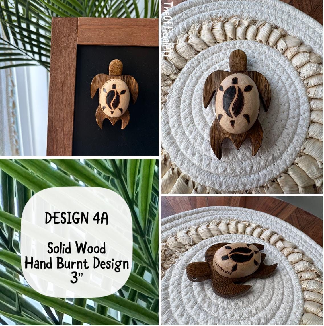 Large Handmade Wood Honu Magnets - Hawaiian, Polynesian, Micronesian Sea Turtle Fridge Decor