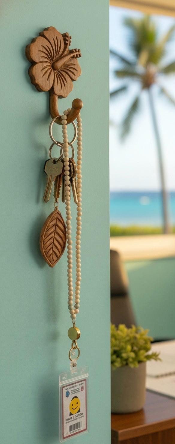 Handmade Wood and Stone Beaded Lanyard