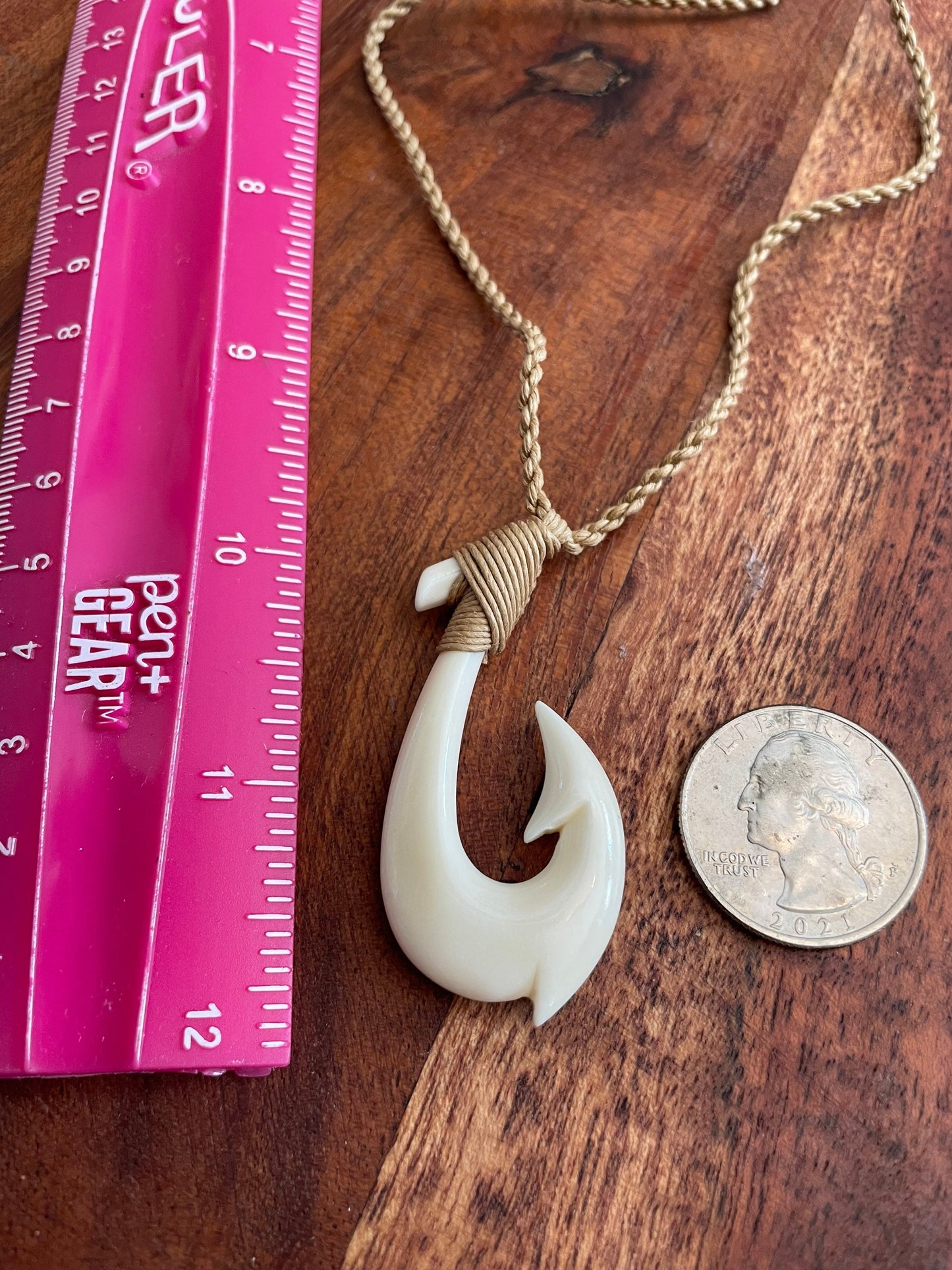 Hand Carved Buffalo Bone Hei Makau Necklace – Polynesian Good Luck Charm