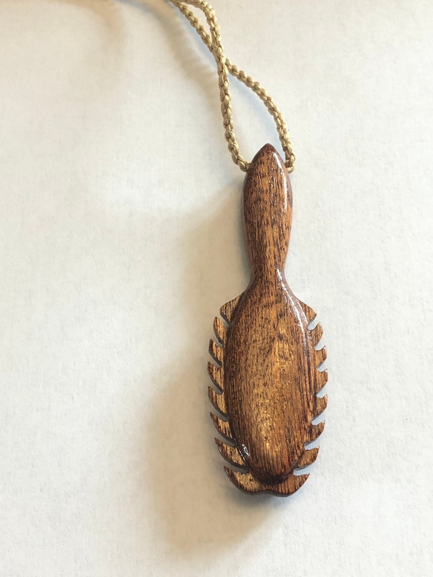 Artistically Hand-carved Solid Koa Wood Hawaiian War Club Adjustable Necklace