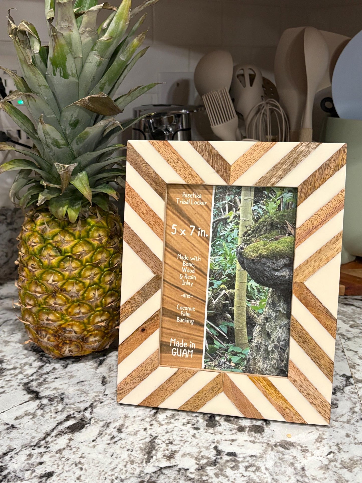 Polynesian Wood & Bone Inlay 5x7 Picture Frame