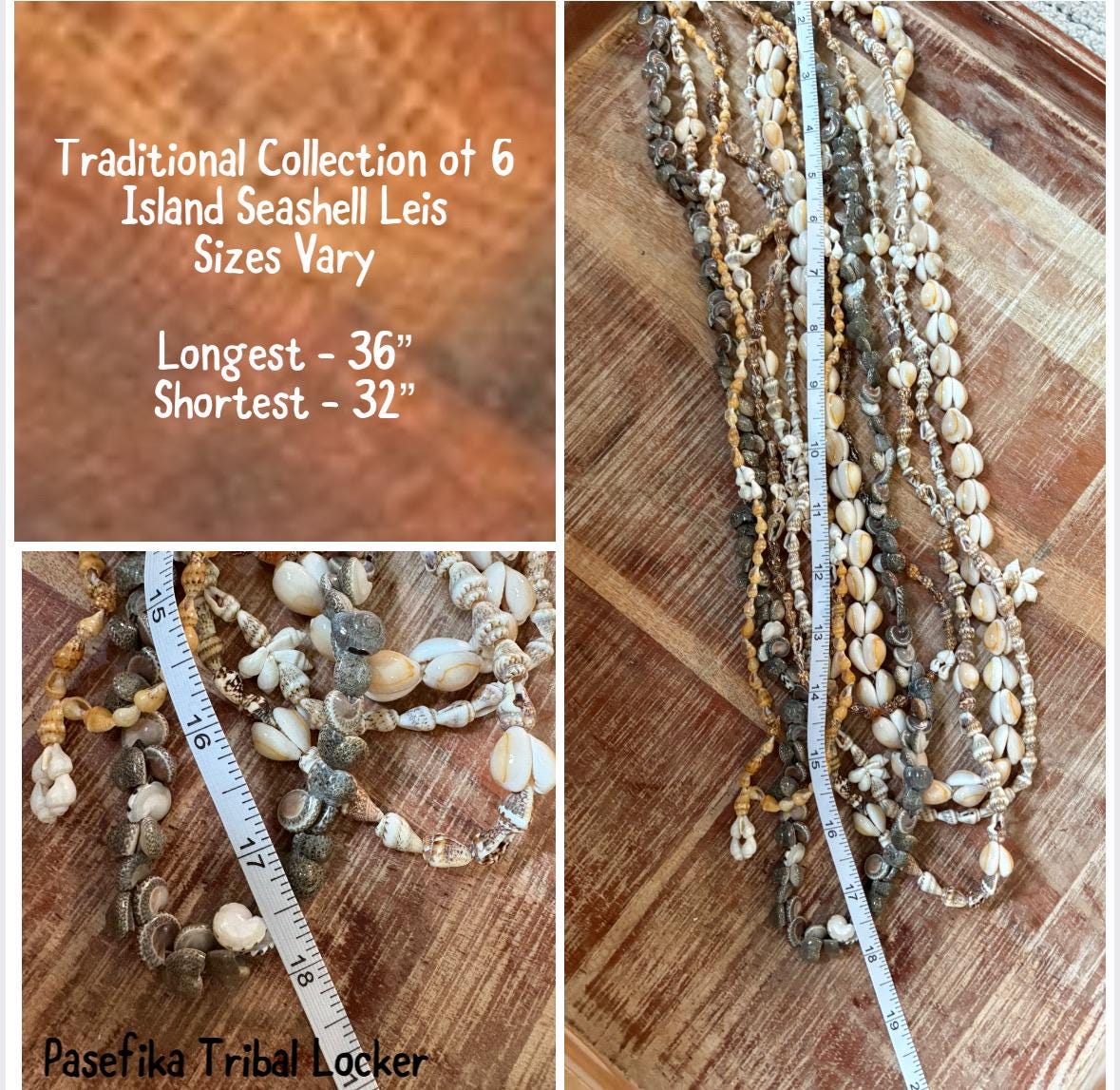 Authentic Seashell Lei Set – Pacific Island Celebration Leis (Set of 6)