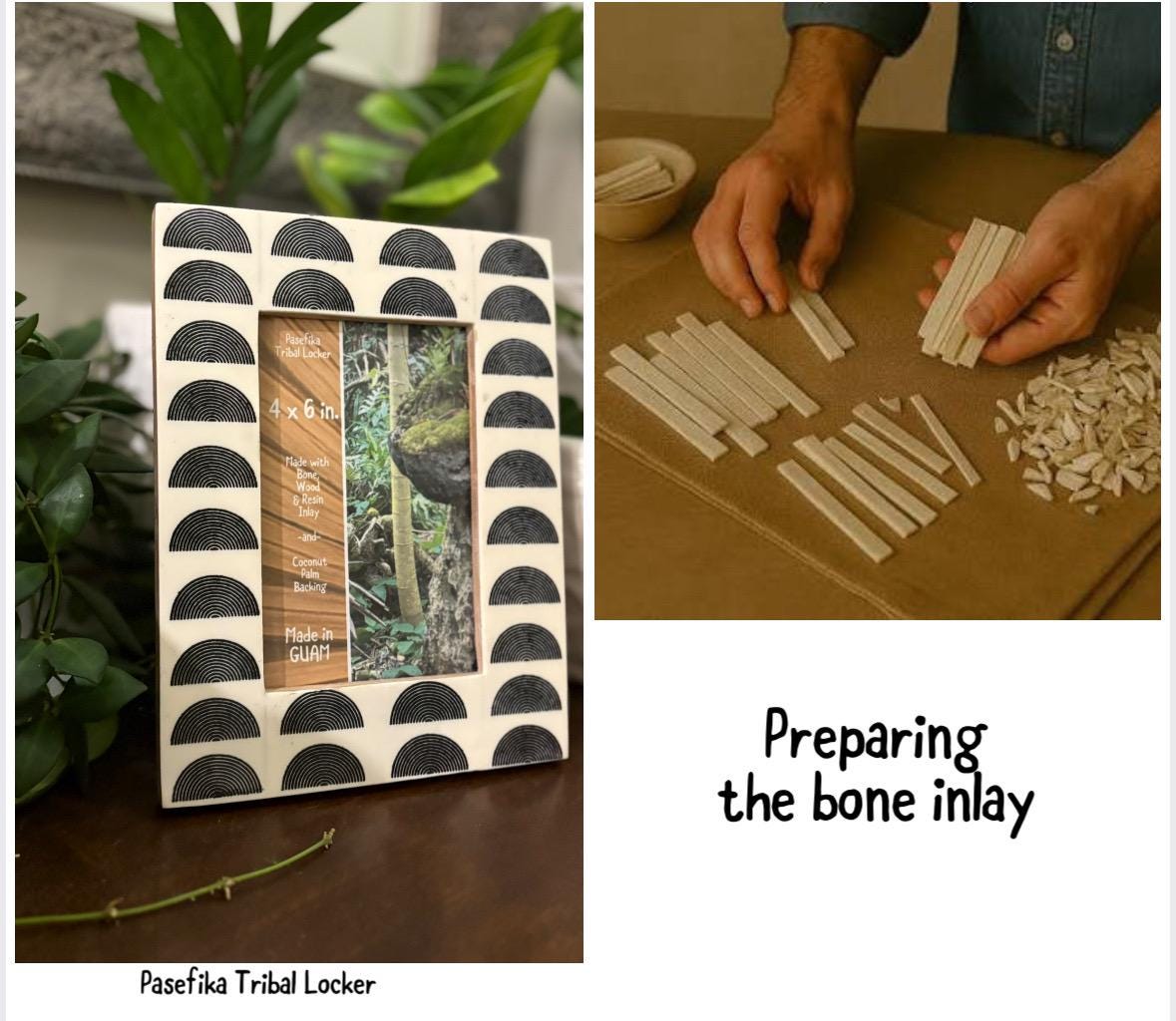 Polynesian Bone & Wood Inlay Picture Frame: Pasefika Tribal Locker 4x6