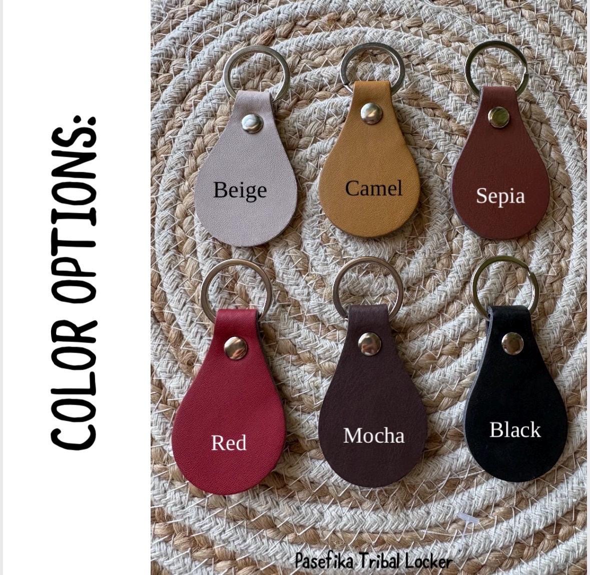 Leather Engraved Samoan Keychains with Swivel Metal Clip - Personalization Available