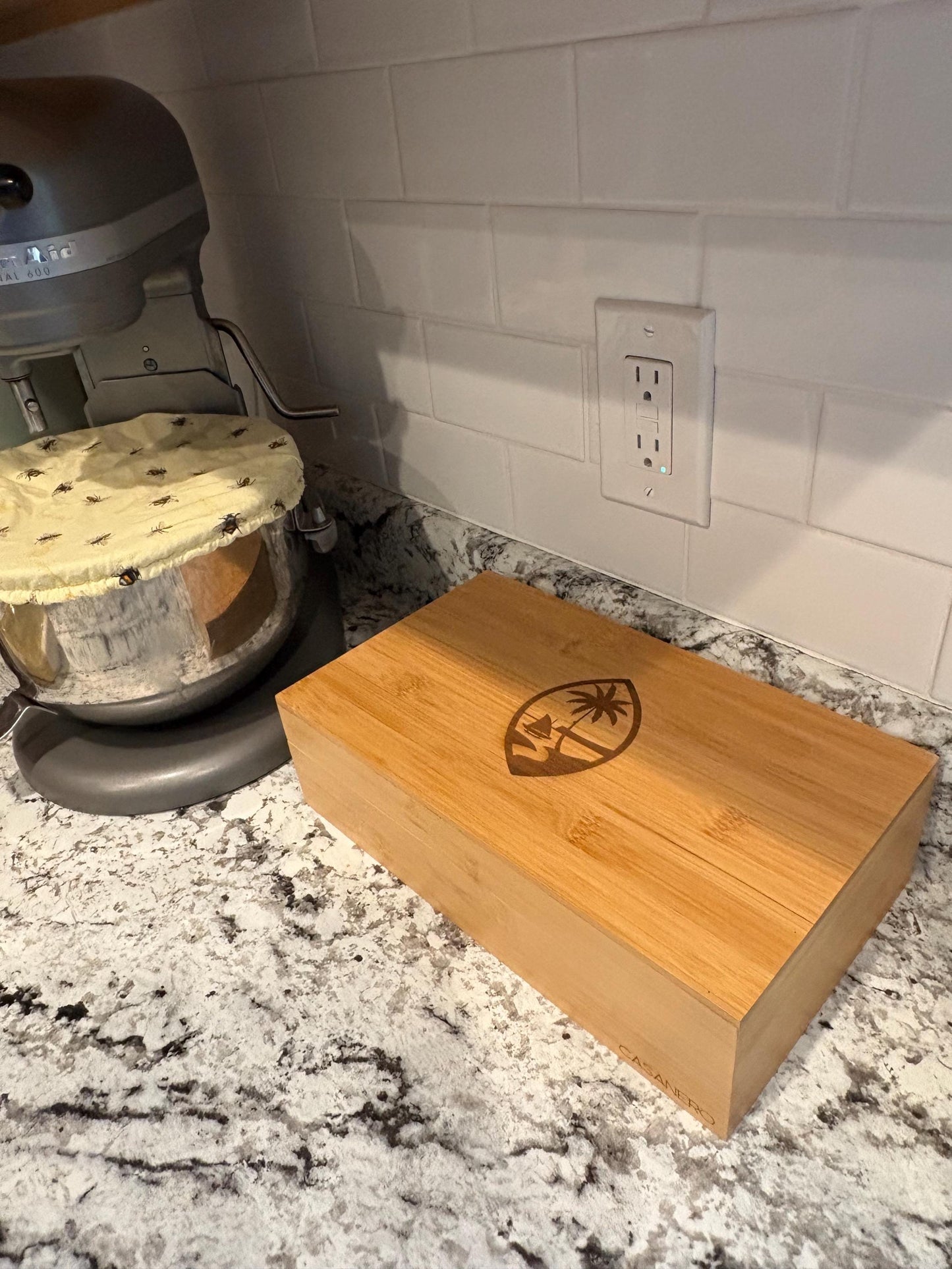 Wood Burned Guam Seal Bamboo Box