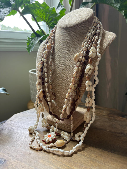 Seashell Lei Set: Polynesian Celebration Necklace Collection
