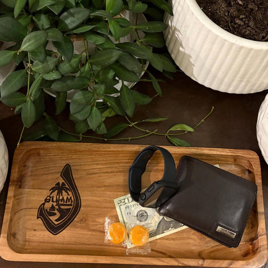 Engraved Teak Wood Tray with the Seal of Samoa - Personalized Gift