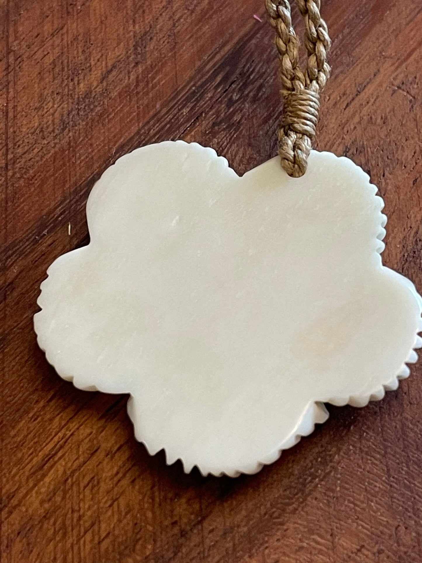 Hand Carved Bone Hibiscus Pendant: Polynesian Boho Necklace