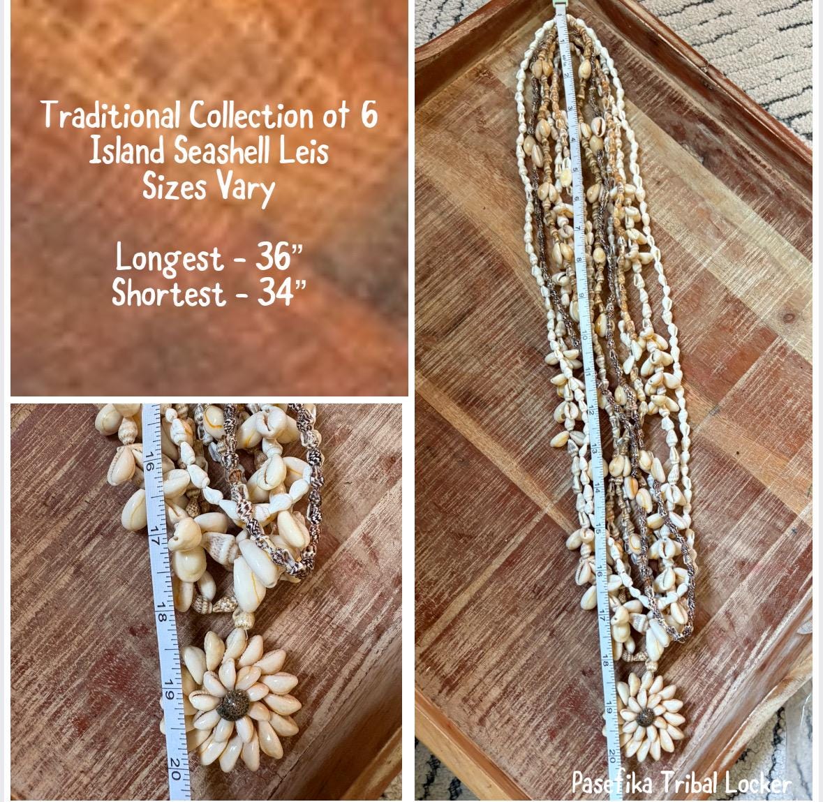 Seashell Lei Set of 6: Natural Pacific Island Celebration Leis