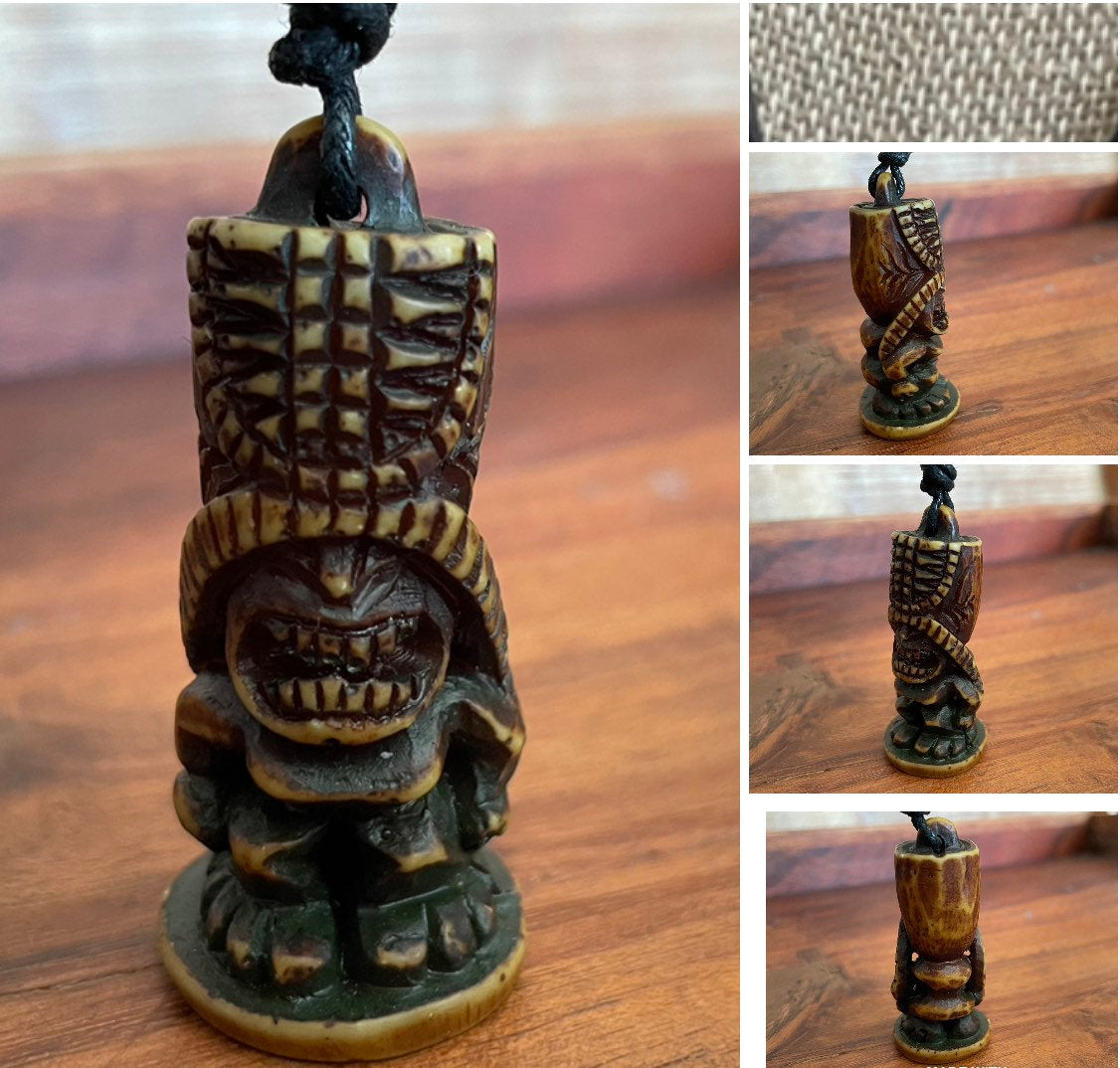 Tiki Totem Pendant Adjustable Polynesian Necklace - Hawaiian Surfer Style Jewelry