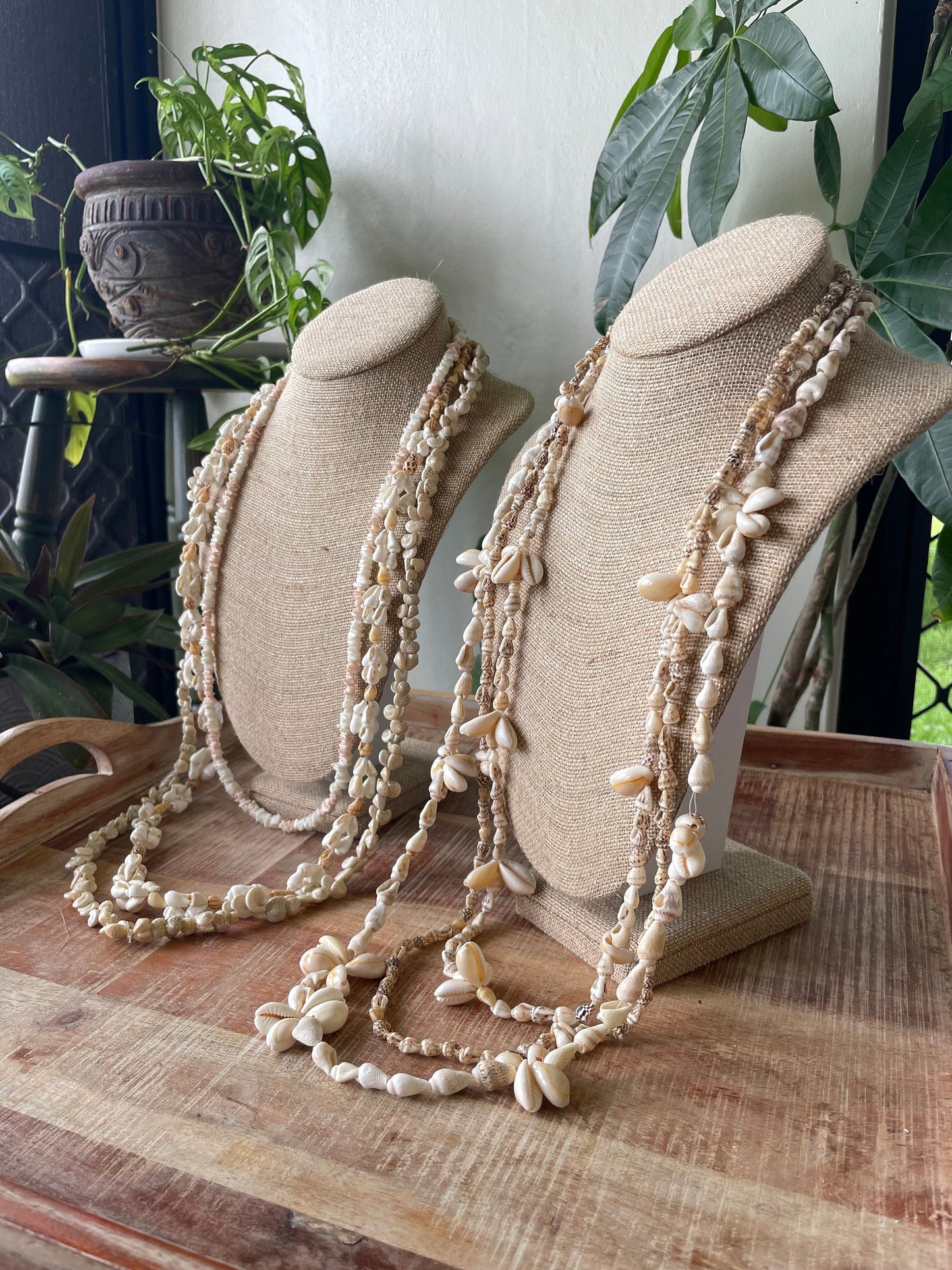 Seashell Lei Set – Pink & White Puka Shells, Graduation Leis (39-28 inch)