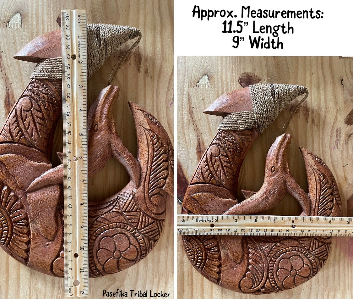 Hand-Carved Sea Hibiscus Wood Makau – Whale Center, Traditional Tribal Design