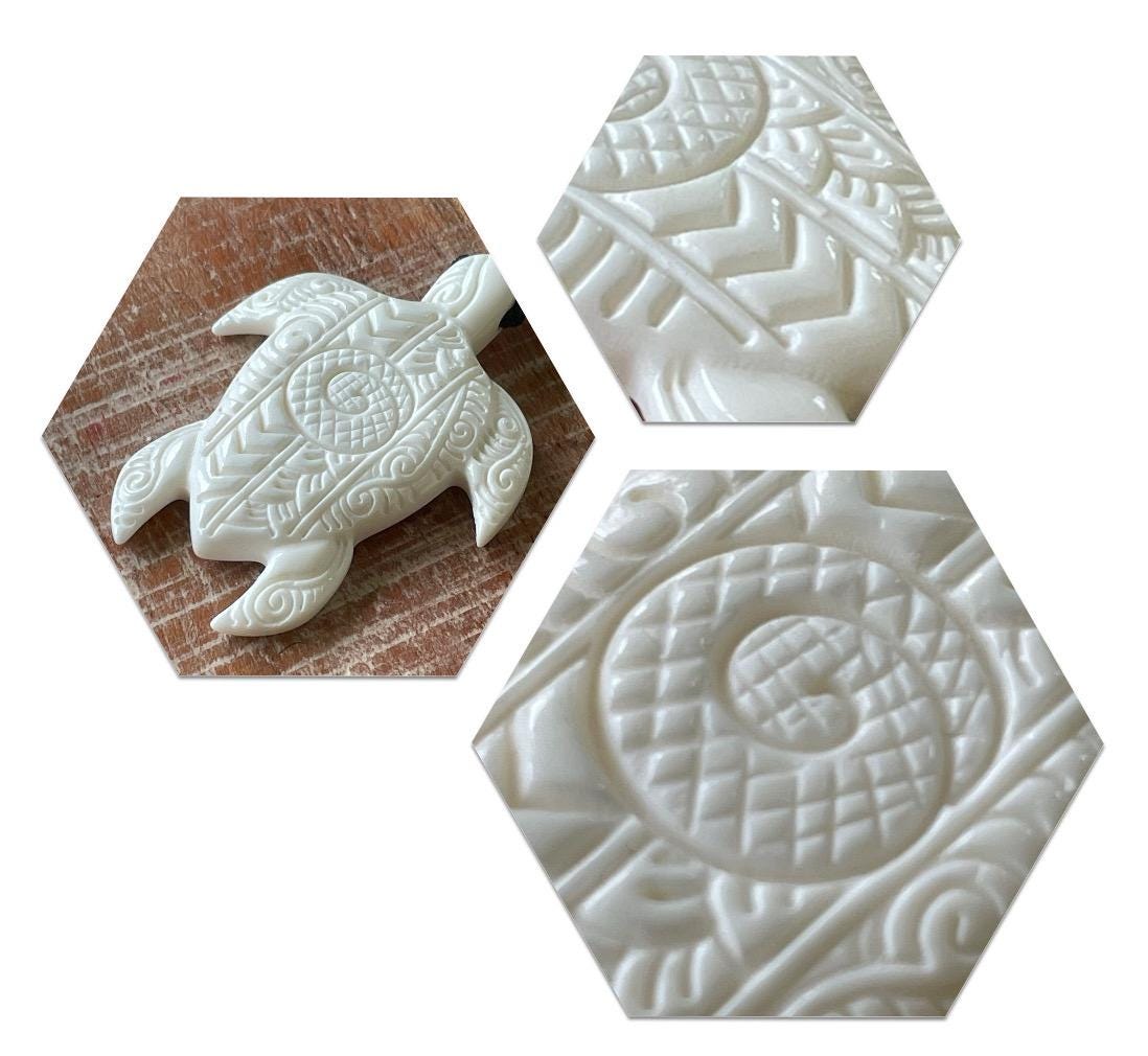 Hand Carved Buffalo Bone Sea Turtle Pendant – Polynesian Honu Necklace
