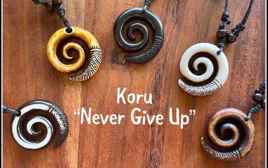 The “Never Give Up”  Polynesian Handcrafted Korus-  Polynesian Fern-  Adjustable Necklace