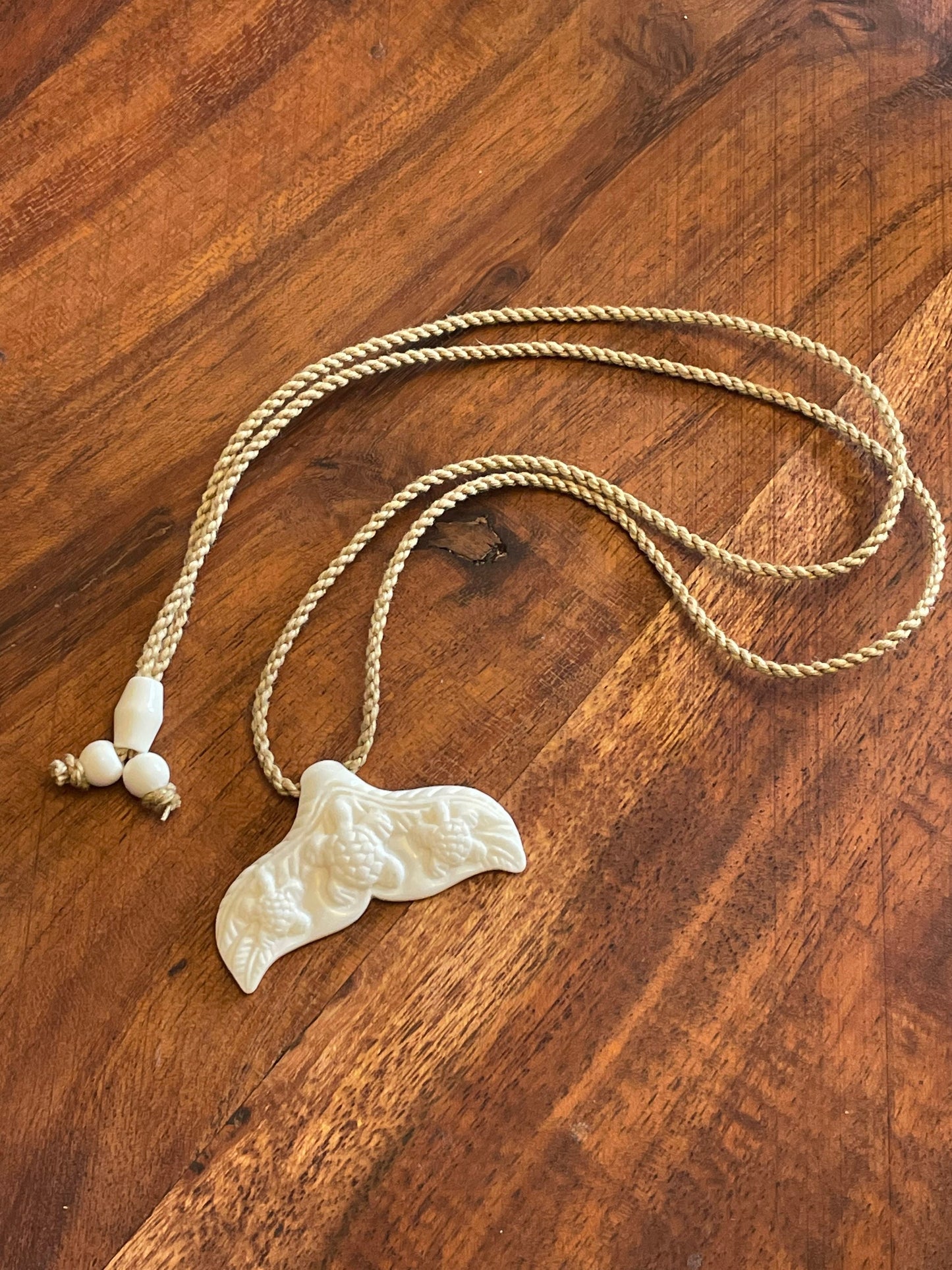 Hand Carved Bone Whale & Turtle Polynesian Necklace