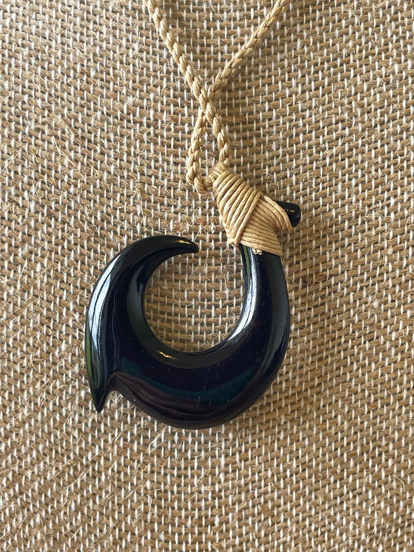 Hand Carved Buffalo Horn Bone Hei Makau Necklace – Polynesian Fish Hook