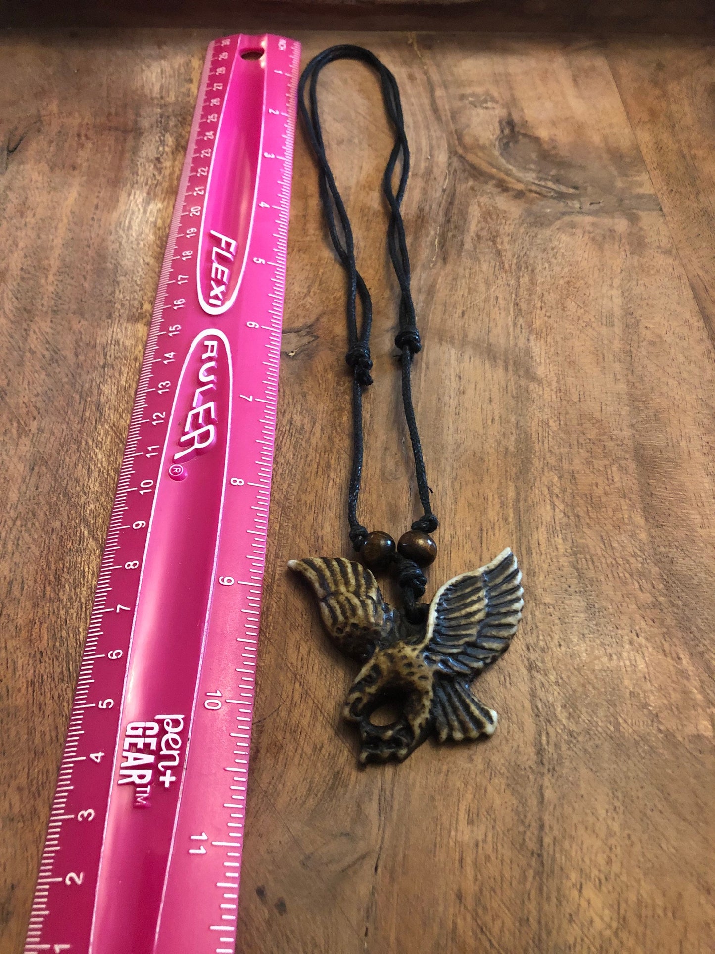 Rustic Buffalo Bone and Resin Eagle or Hawk Pendants on Adjustable Surfer Knot Necklace.